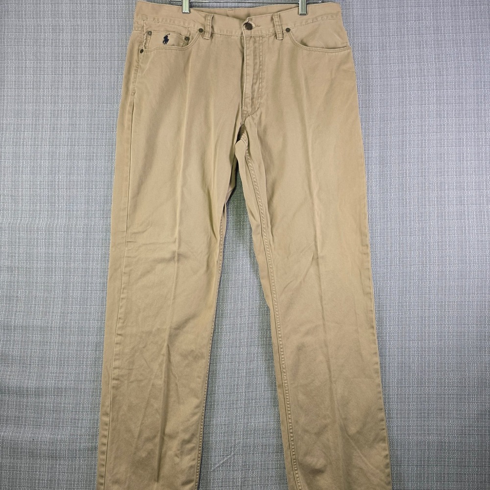 Polo Ralph Lauren 650 Straight Leg Pants Mens 36x34 Sand 5-Pocket Twill Classic - Picture 2 of 16